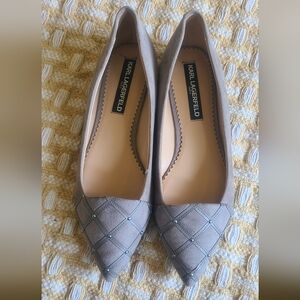 Karl Lagerfeld Paris Womens Gray NalaSuede Pointy Toe Flats Size 7M / 37.5B